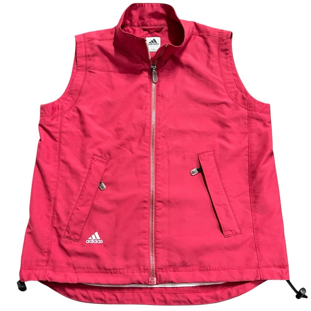Vintage Adidas Women's Red Climashell Wind Sleeveless Lined Jacket Y2K Size S/P